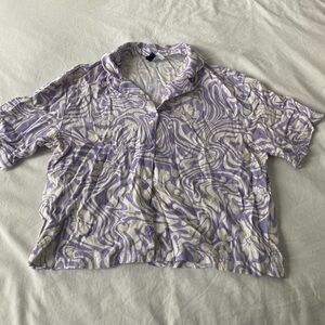 Divided Abstract Purple and Cream Button Down Shirt